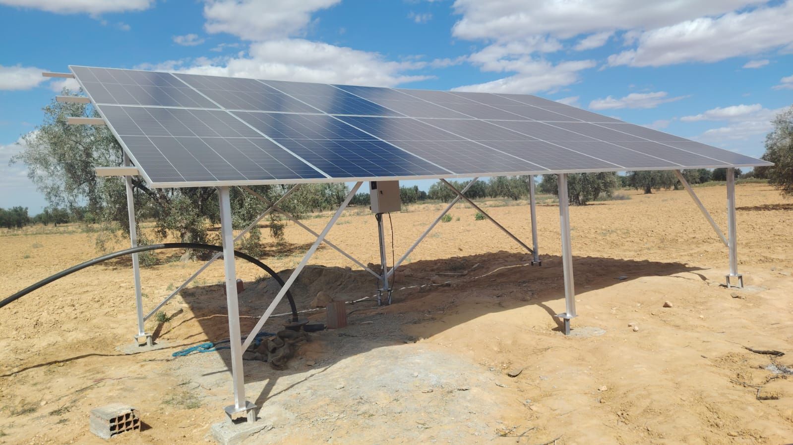 Installation de pompage solaire dans une oliveraie